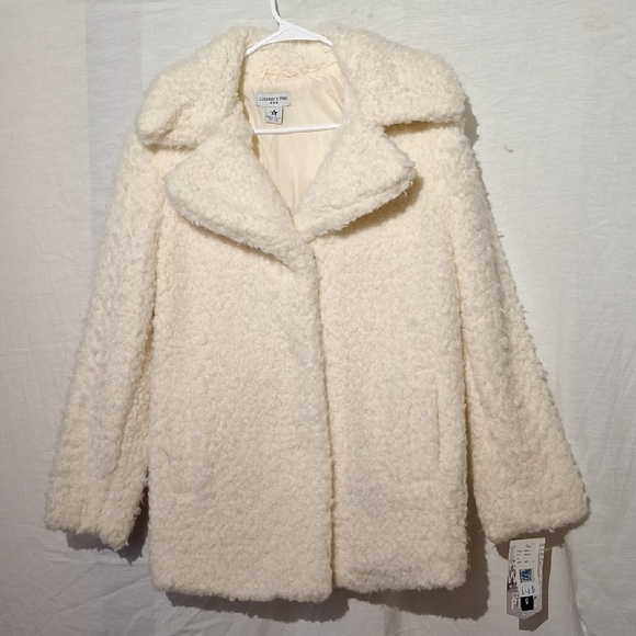 Celebrity Pink Jackets & Blazers - Cream Teddy Jacket, Faux Fur, Oversized Celebrity Pink Sz 4, NWT